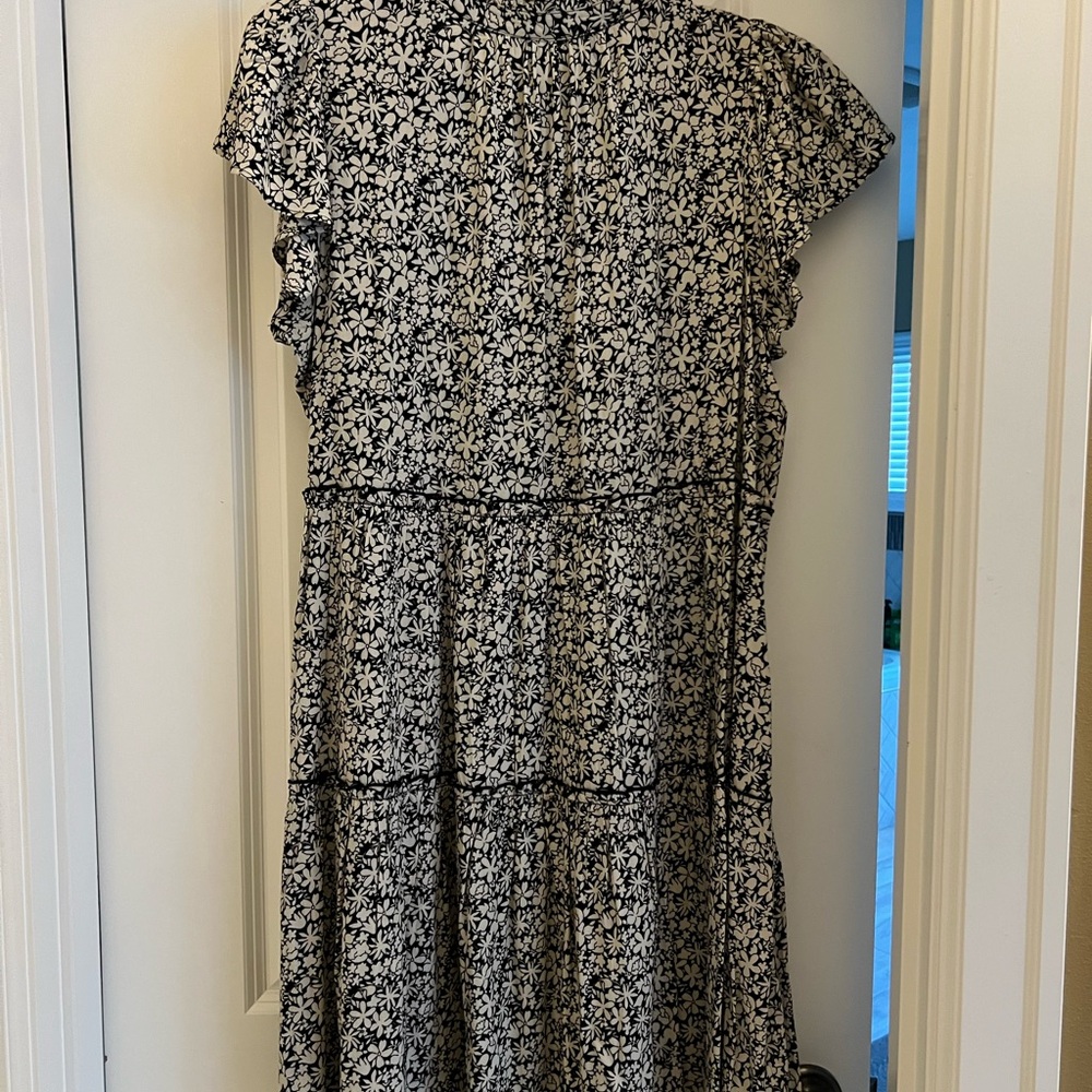 Anthropologie Black and White Floral Midi Dress - Picture 2 of 4